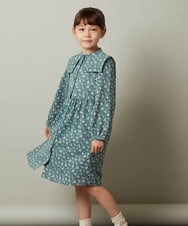 KJEJT30064 a.v.v KIDS(アー・ヴェ・ヴェ) [140-150]セーラーカラー花柄プリントワンピース ブラック