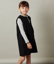 KJEJT34049 a.v.v KIDS(アー・ヴェ・ヴェ) [140-150]スリットネックアソートジャンパースカート ブラックレース