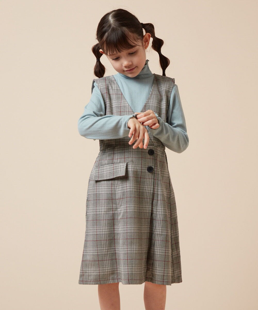 KJEJV31055 a.v.v KIDS(アー・ヴェ・ヴェ) [120-130]タックフレアジャンスカ グレー