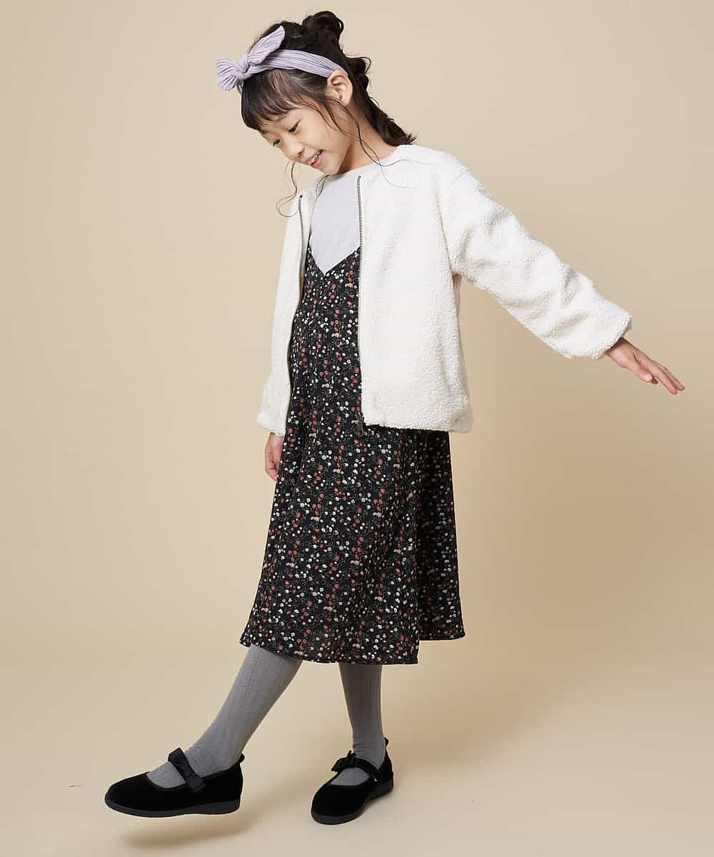 KJEKJ10034 a.v.v KIDS(アー・ヴェ・ヴェ) [100-130]フラワープリントキャミワンピース[WEB限定サイズ] ブラック