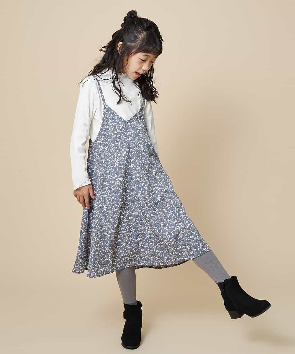 KJEKJ10034 a.v.v KIDS(アー・ヴェ・ヴェ) [100-130]フラワープリントキャミワンピース[WEB限定サイズ] ブラック