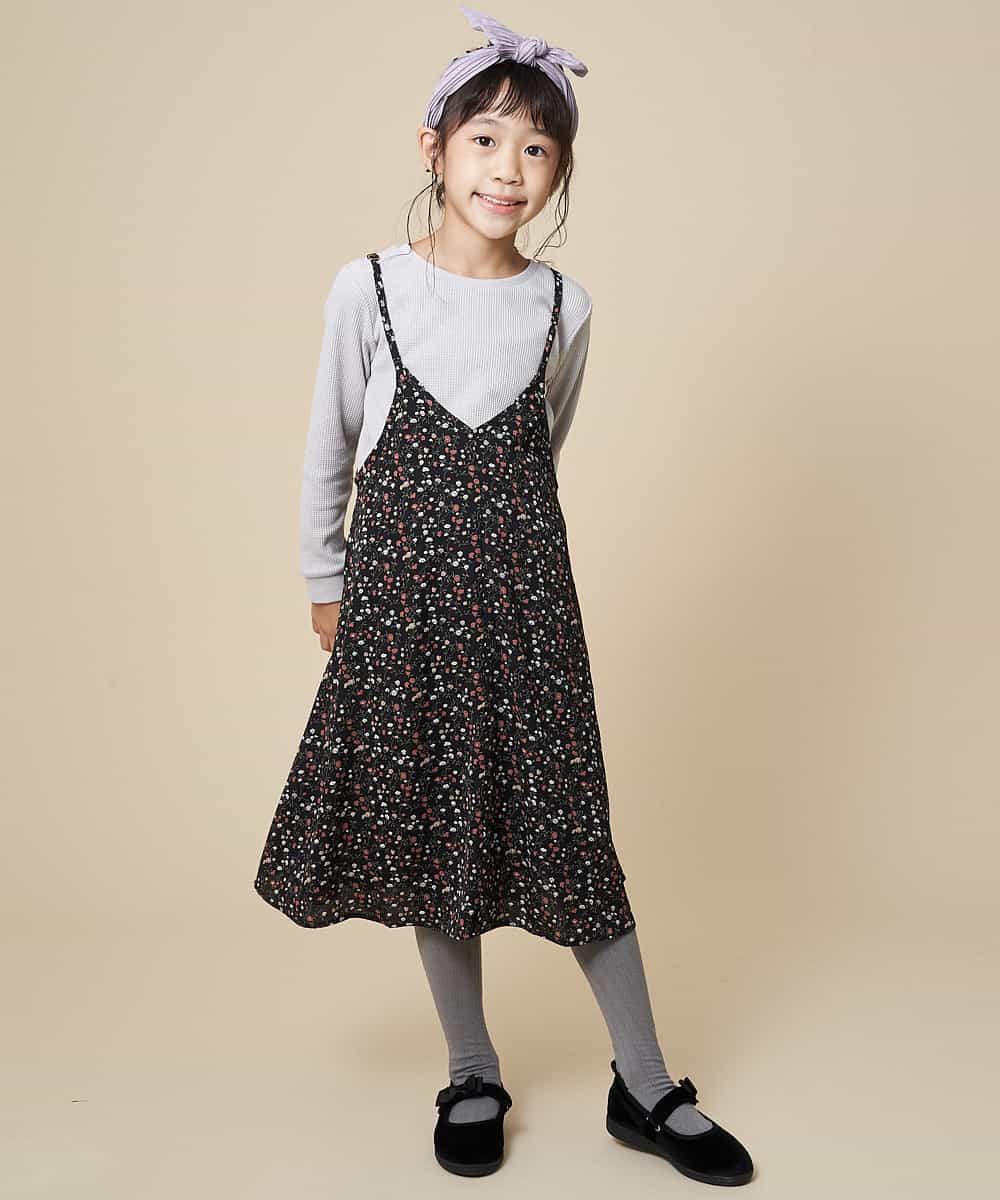 KJEKJ10034 a.v.v KIDS(アー・ヴェ・ヴェ) [100-130]フラワープリントキャミワンピース[WEB限定サイズ] ブラック