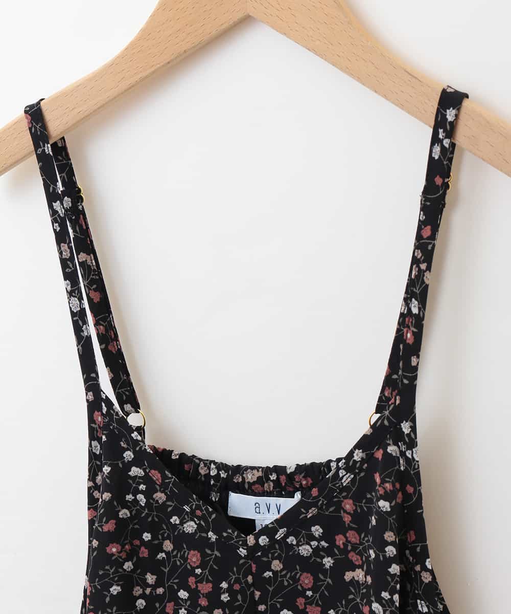 KJEKJ10034 a.v.v KIDS(アー・ヴェ・ヴェ) [100-130]フラワープリントキャミワンピース[WEB限定サイズ] ブラック