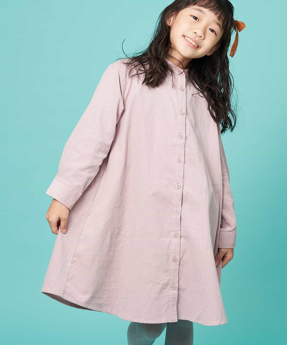 KJEKJ11034 a.v.v KIDS(アー・ヴェ・ヴェ) [100-130]コーデュロイシャツワンピース[WEB限定サイズ] グリーン