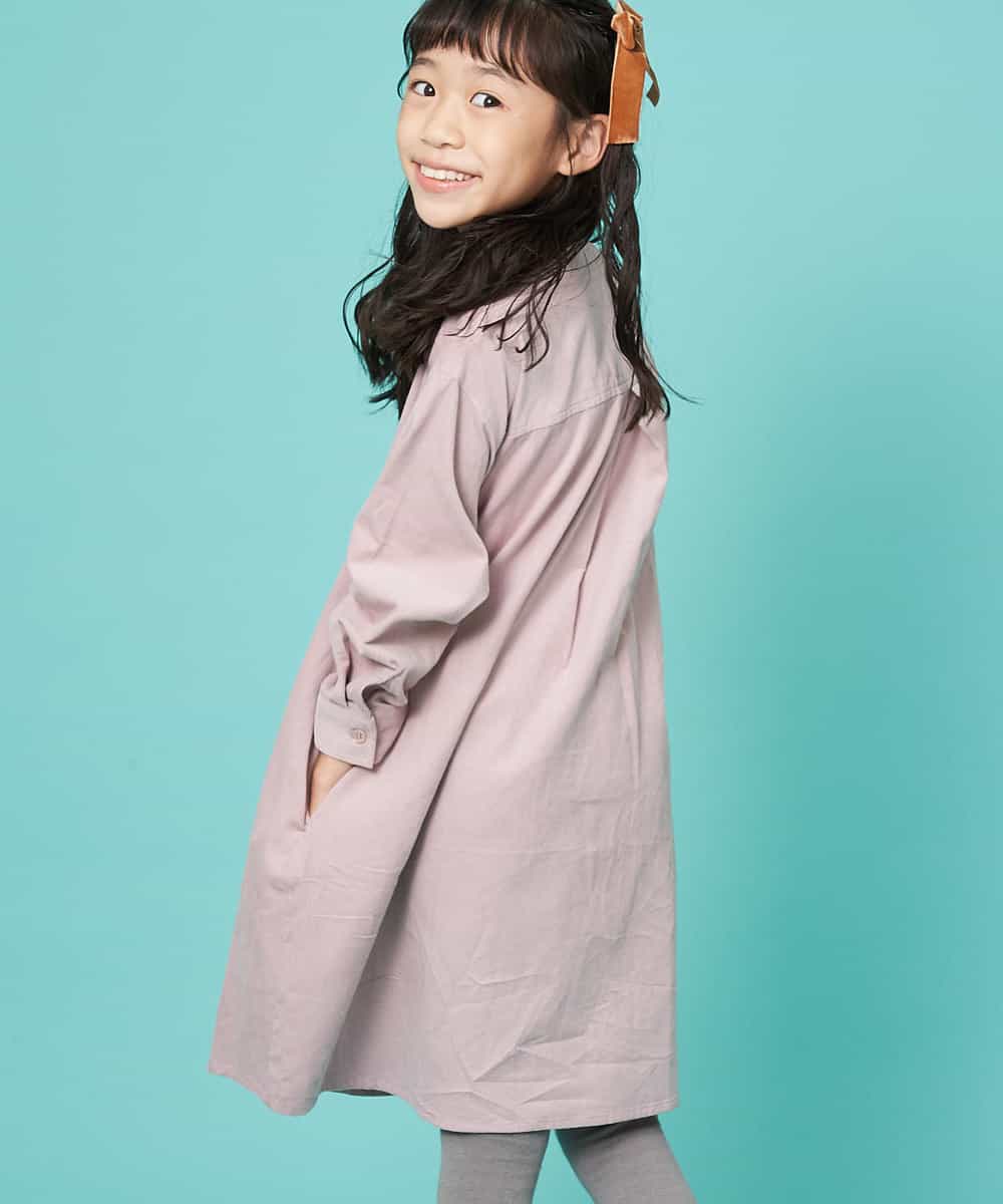 KJEKJ11034 a.v.v KIDS(アー・ヴェ・ヴェ) [100-130]コーデュロイシャツワンピース[WEB限定サイズ] グリーン