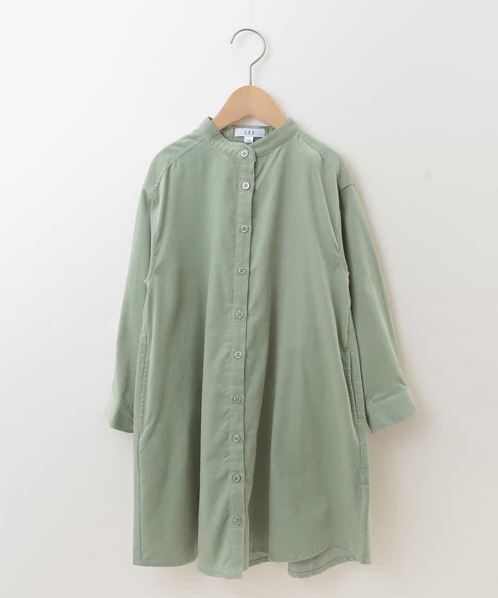 KJEKJ11034 a.v.v KIDS(アー・ヴェ・ヴェ) [100-130]コーデュロイシャツワンピース[WEB限定サイズ] グリーン