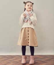 KJEKP40039 a.v.v KIDS(アー・ヴェ・ヴェ) [100-130]ドッキングロゴワンピース ベージュ