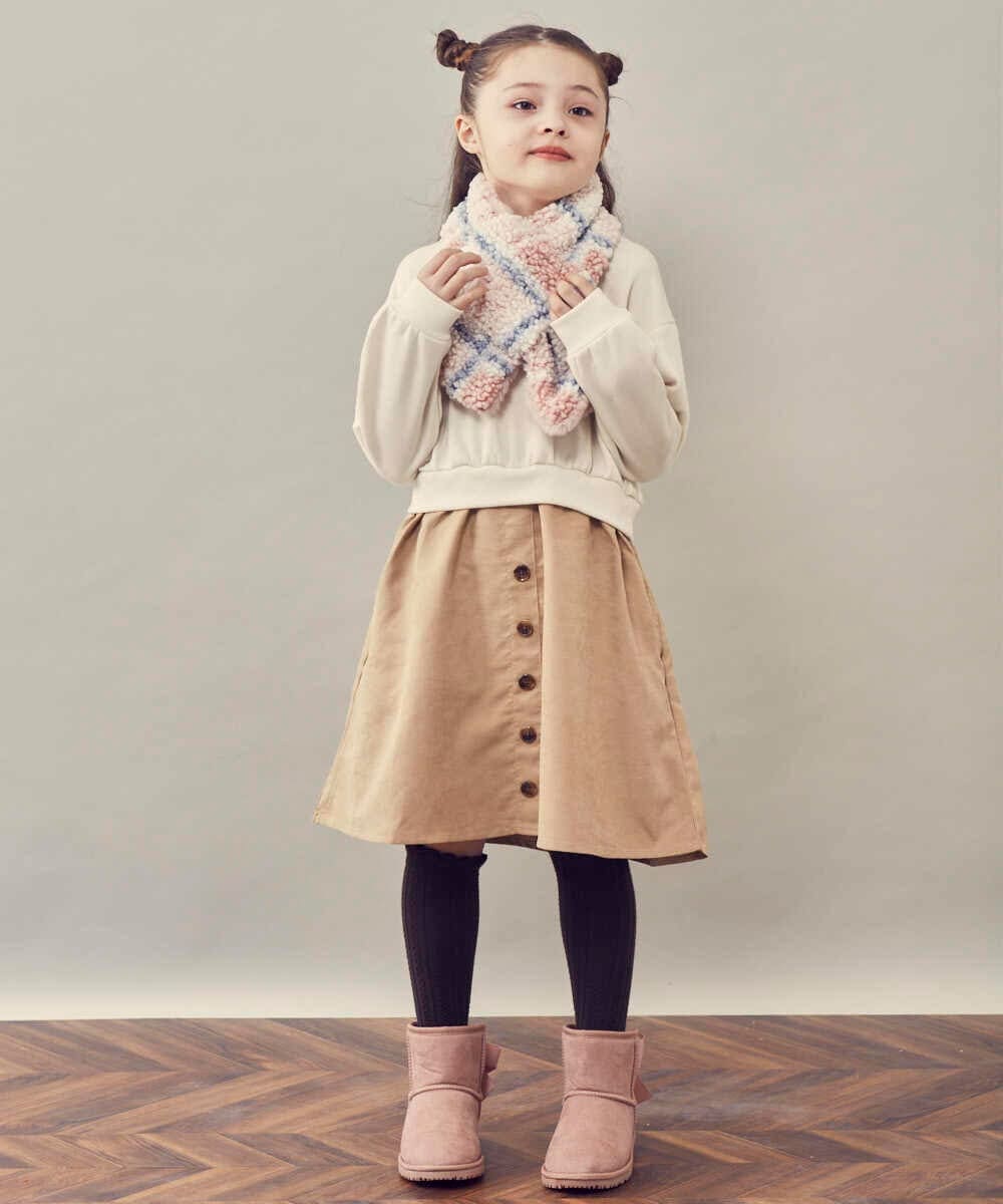 KJEKP40039 a.v.v KIDS(アー・ヴェ・ヴェ) [100-130]ドッキングロゴワンピース ベージュ