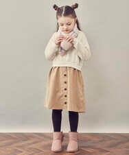KJEKP40039 a.v.v KIDS(アー・ヴェ・ヴェ) [100-130]ドッキングロゴワンピース ベージュ