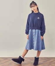 KJEKP40039 a.v.v KIDS(アー・ヴェ・ヴェ) [100-130]ドッキングロゴワンピース ベージュ