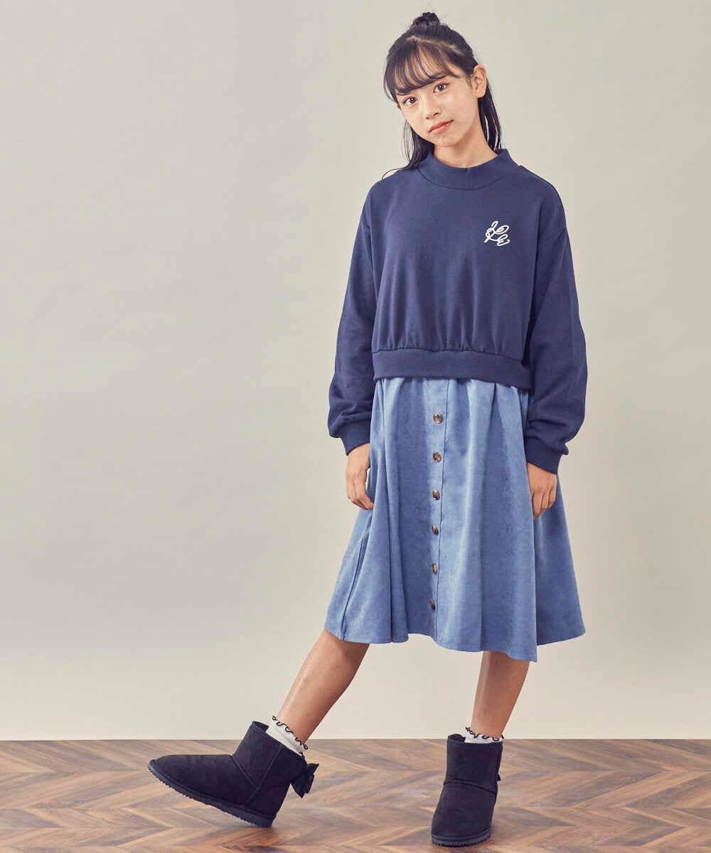 KJEKP40039 a.v.v KIDS(アー・ヴェ・ヴェ) [100-130]ドッキングロゴワンピース ベージュ