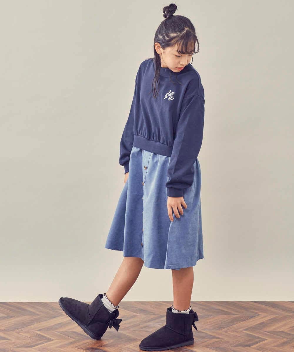 KJEKP40039 a.v.v KIDS(アー・ヴェ・ヴェ) [100-130]ドッキングロゴワンピース ベージュ