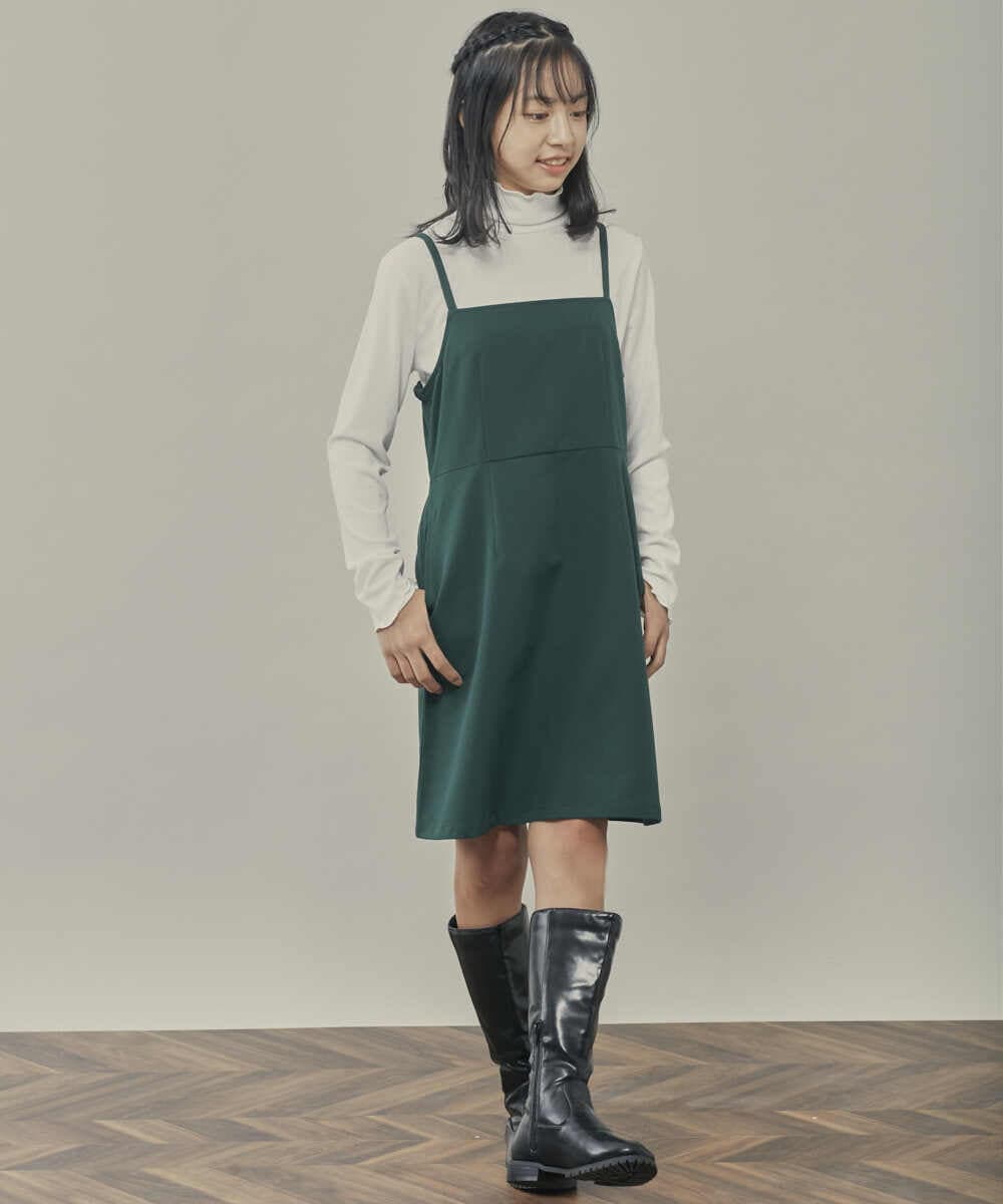 KJEKP41059 a.v.v KIDS(アー・ヴェ・ヴェ) [150-160]キャミミニワンピース グリーン