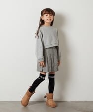 KJEKS40049 a.v.v KIDS(アー・ヴェ・ヴェ) [100-130]【2点セット】チェックシャツワンピ＆ショートプルオーバー ブラック