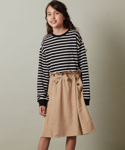 KJEKS42034 a.v.v KIDS [100-130]ボーダードッキングワンピース