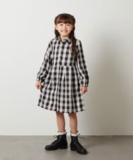 KJEKT40054 a.v.v KIDS(アー・ヴェ・ヴェ) [140-150]【2点セット】チェックシャツワンピ＆ショートプルオーバー ベージュ