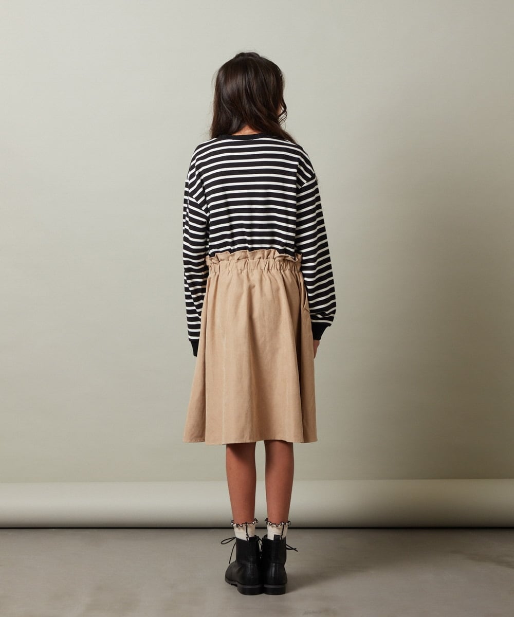 KJEKT42039 a.v.v KIDS(アー・ヴェ・ヴェ) [140-150]ボーダードッキングワンピース ベージュ