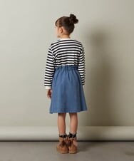 KJEKT42039 a.v.v KIDS(アー・ヴェ・ヴェ) [140-150]ボーダードッキングワンピース ベージュ