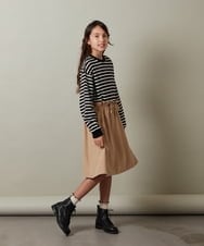 KJEKT42039 a.v.v KIDS(アー・ヴェ・ヴェ) [140-150]ボーダードッキングワンピース ベージュ