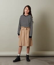 KJEKT42039 a.v.v KIDS(アー・ヴェ・ヴェ) [140-150]ボーダードッキングワンピース ベージュ