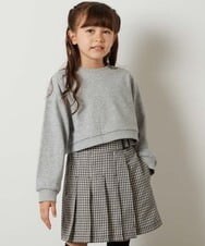 KJEKU40055 a.v.v KIDS(アー・ヴェ・ヴェ) [160]【2点セット】チェックシャツワンピ＆ショートプルオーバー ベージュ