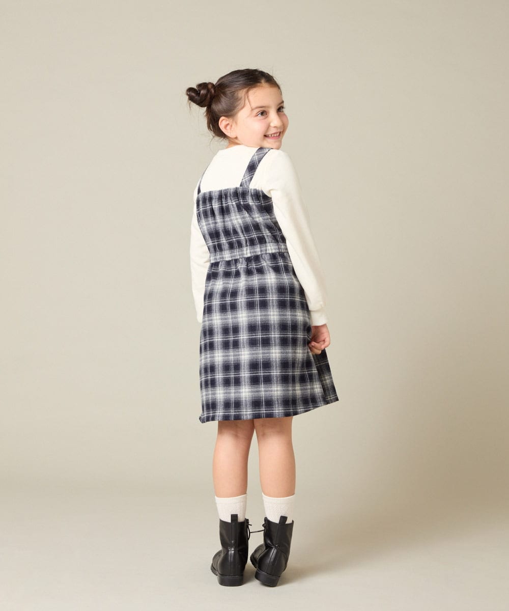 KJELA01054 a.v.v KIDS(アー・ヴェ・ヴェ) [120-160]トレーナードッキングワンピース ネイビー