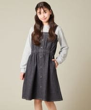 KJELA01054 a.v.v KIDS(アー・ヴェ・ヴェ) [120-160]トレーナードッキングワンピース ネイビー