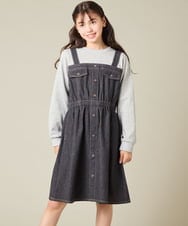 KJELA01054 a.v.v KIDS(アー・ヴェ・ヴェ) [120-160]トレーナードッキングワンピース ネイビー