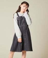 KJELA01054 a.v.v KIDS(アー・ヴェ・ヴェ) [120-160]トレーナードッキングワンピース ネイビー