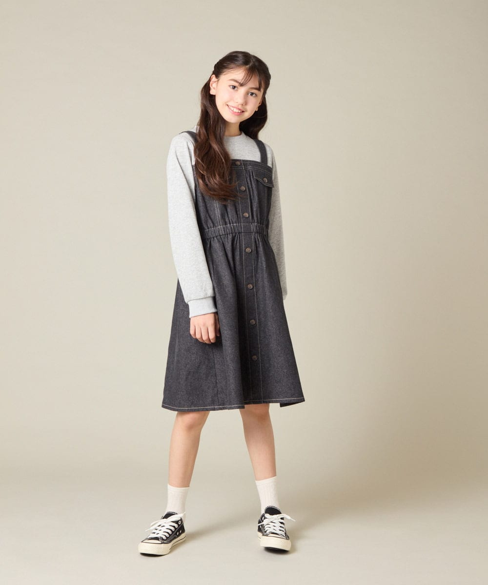 KJELA01054 a.v.v KIDS(アー・ヴェ・ヴェ) [120-160]トレーナードッキングワンピース ネイビー