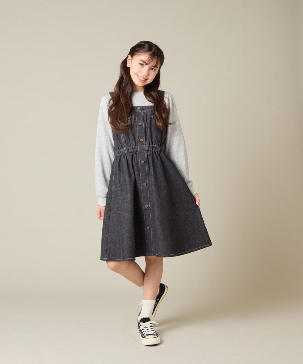 KJELA01054 a.v.v KIDS(アー・ヴェ・ヴェ) [120-160]トレーナードッキングワンピース ネイビー