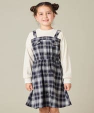 KJELA01054 a.v.v KIDS(アー・ヴェ・ヴェ) [120-160]トレーナードッキングワンピース ネイビー