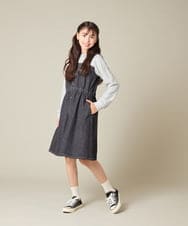 KJELA01054 a.v.v KIDS(アー・ヴェ・ヴェ) [120-160]トレーナードッキングワンピース ネイビー