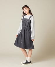 KJELA01054 a.v.v KIDS(アー・ヴェ・ヴェ) [120-160]トレーナードッキングワンピース ネイビー