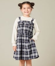 KJELA01054 a.v.v KIDS(アー・ヴェ・ヴェ) [120-160]トレーナードッキングワンピース ネイビー