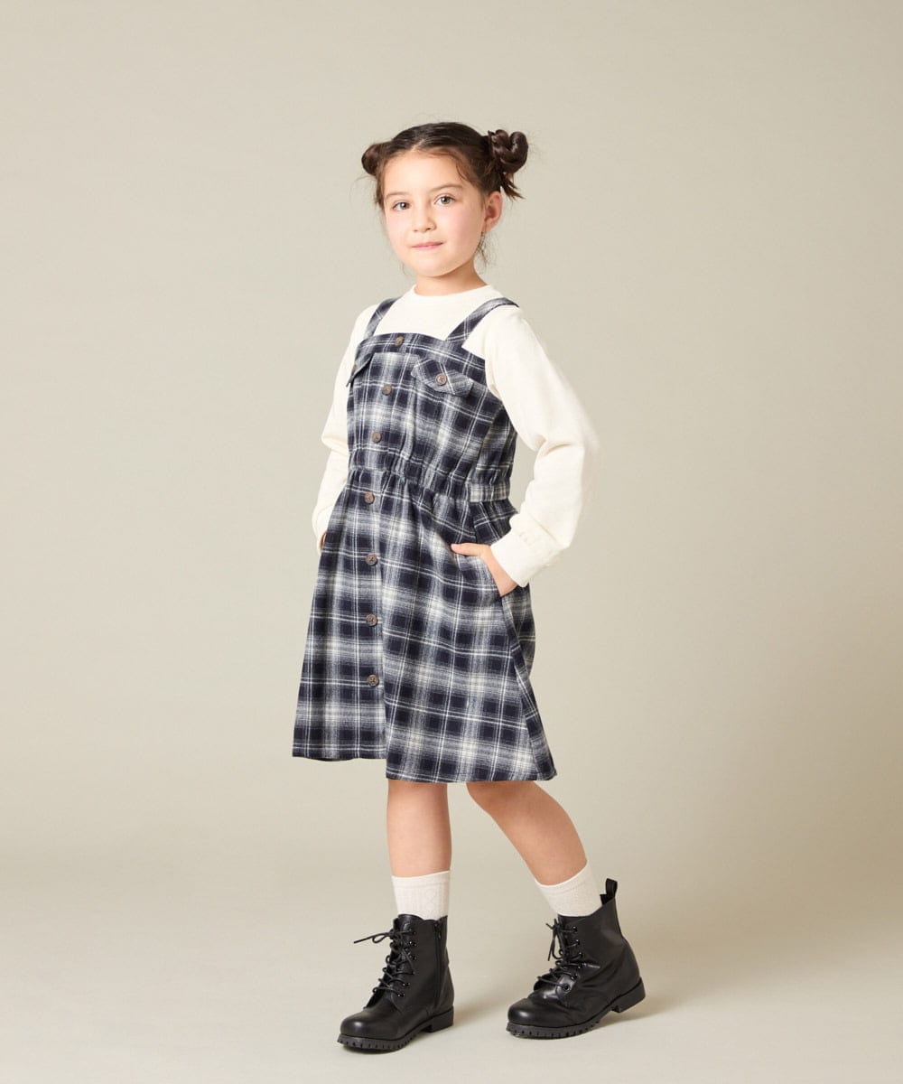 KJELA01054 a.v.v KIDS(アー・ヴェ・ヴェ) [120-160]トレーナードッキングワンピース ネイビー