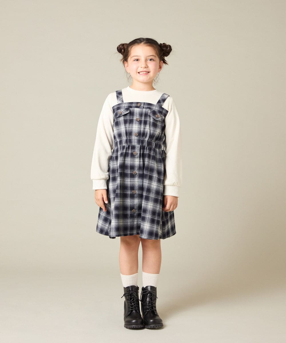 KJELA01054 a.v.v KIDS(アー・ヴェ・ヴェ) [120-160]トレーナードッキングワンピース ネイビー