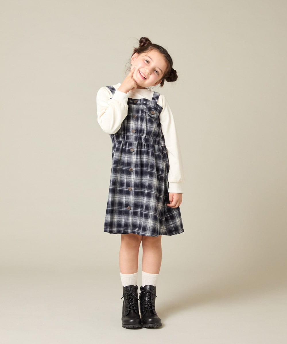 KJELA01054 a.v.v KIDS(アー・ヴェ・ヴェ) [120-160]トレーナードッキングワンピース ネイビー