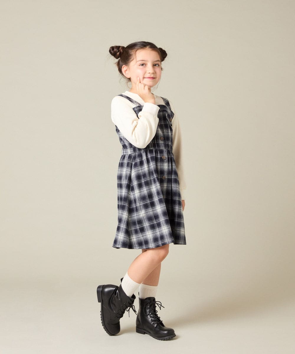 KJELA01054 a.v.v KIDS(アー・ヴェ・ヴェ) [120-160]トレーナードッキングワンピース ネイビー