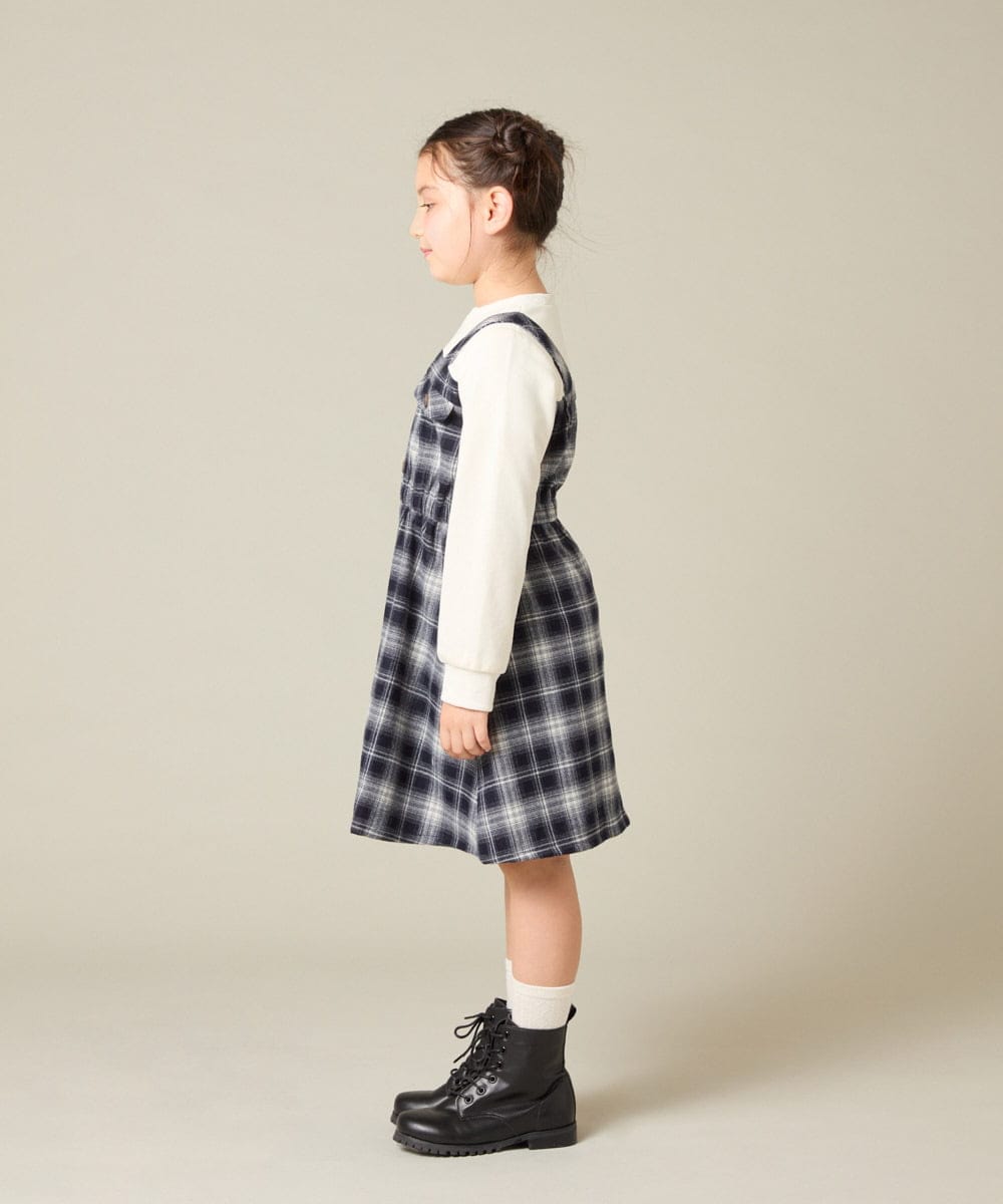 KJELA01054 a.v.v KIDS(アー・ヴェ・ヴェ) [120-160]トレーナードッキングワンピース ネイビー