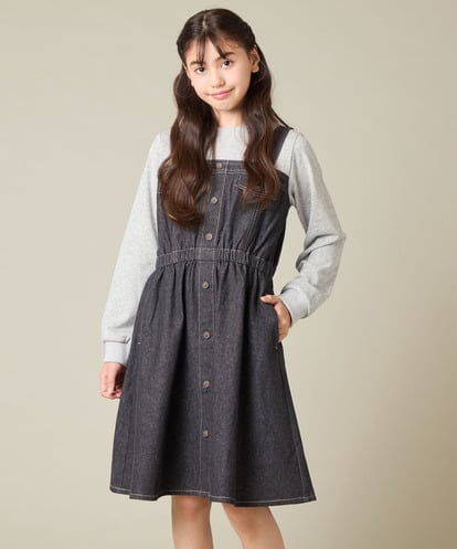 KJELA01054 a.v.v KIDS [120-160]トレーナードッキングワンピース