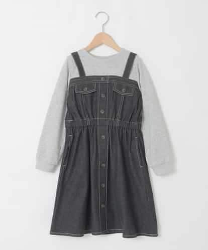 KJELA01054 a.v.v KIDS [120-160]トレーナードッキングワンピース