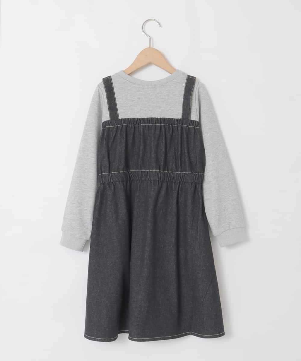 KJELA01054 a.v.v KIDS(アー・ヴェ・ヴェ) [120-160]トレーナードッキングワンピース ダークグレー