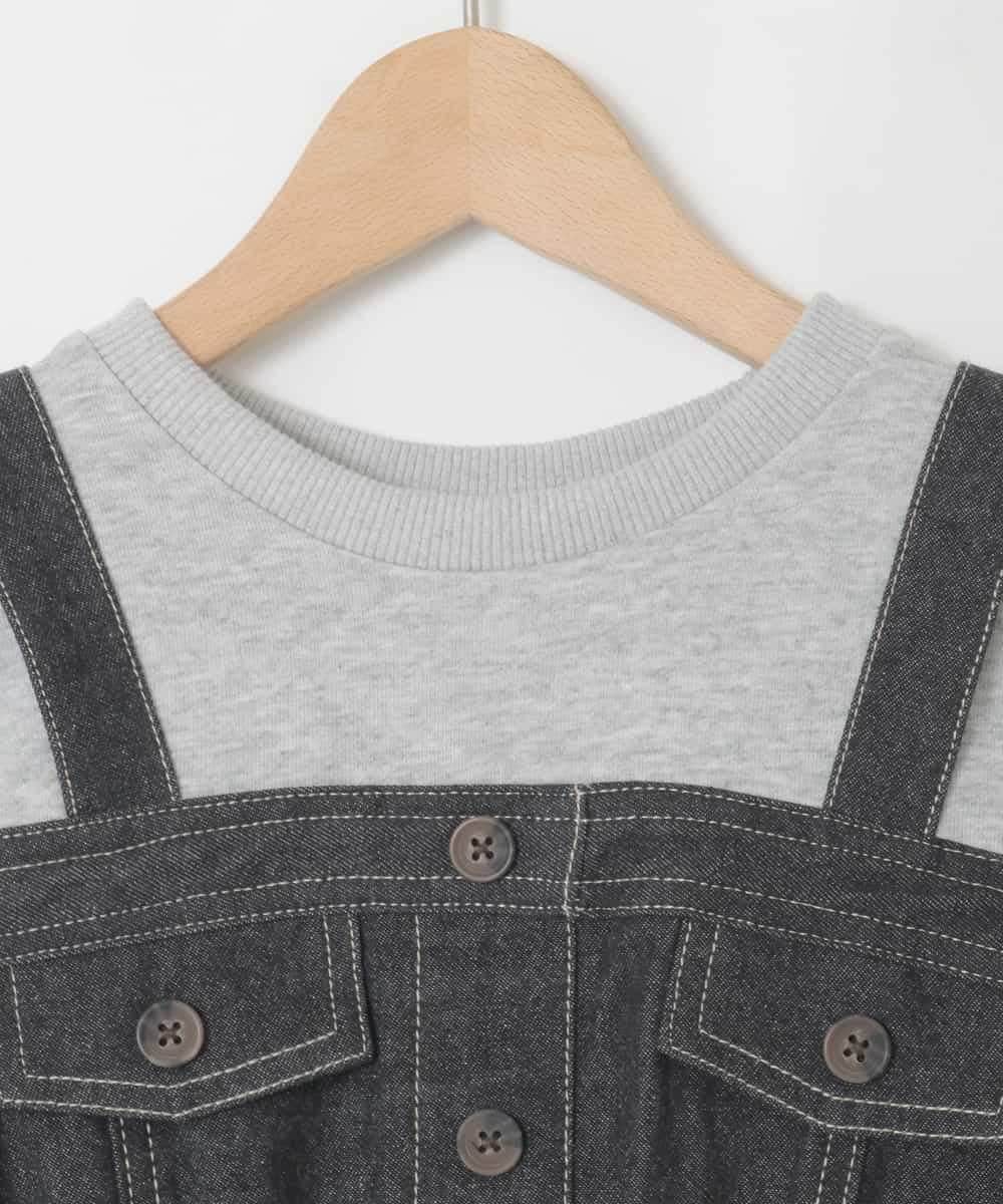 KJELA01054 a.v.v KIDS(アー・ヴェ・ヴェ) [120-160]トレーナードッキングワンピース ダークグレー