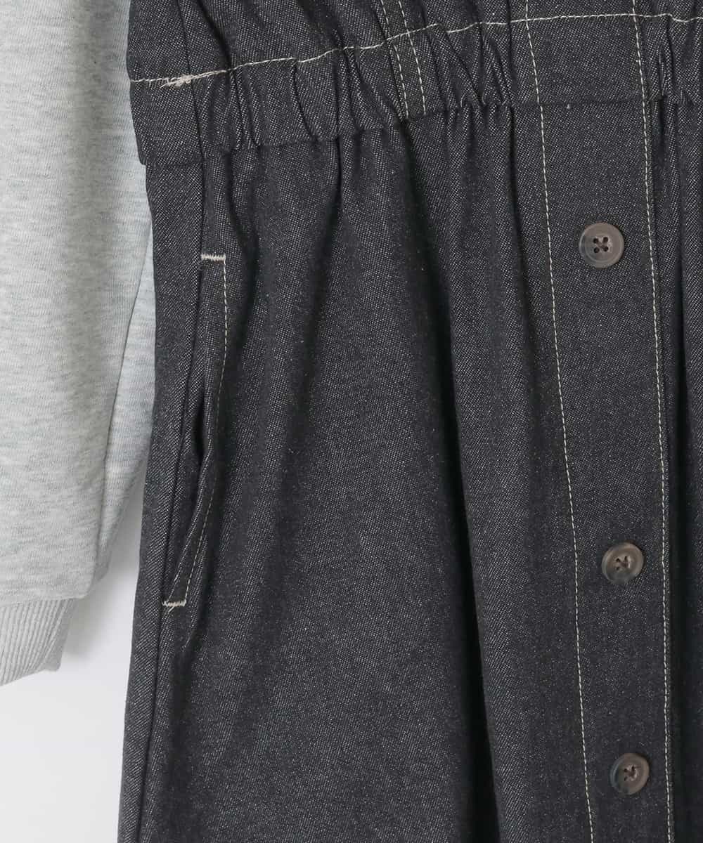 KJELA01054 a.v.v KIDS(アー・ヴェ・ヴェ) [120-160]トレーナードッキングワンピース ダークグレー