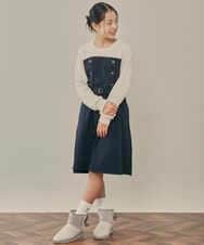 KJELP60039 a.v.v KIDS(アー・ヴェ・ヴェ) [100-130]トレーナードッキングワンピース ライトブルー