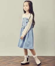 KJELP60039 a.v.v KIDS(アー・ヴェ・ヴェ) [100-130]トレーナードッキングワンピース ライトブルー