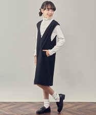 KJELP61039 a.v.v KIDS(アー・ヴェ・ヴェ) [100-130]Vネックジャンパースカート ベージュ