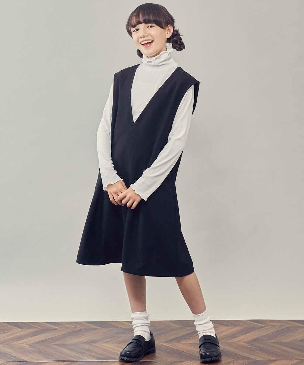 KJELP61039 a.v.v KIDS(アー・ヴェ・ヴェ) [100-130]Vネックジャンパースカート ベージュ