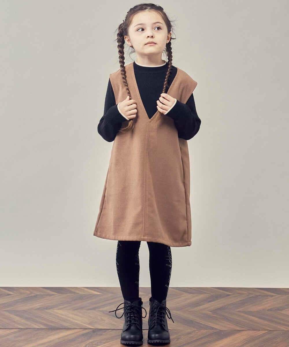 KJELP61039 a.v.v KIDS(アー・ヴェ・ヴェ) [100-130]Vネックジャンパースカート ベージュ
